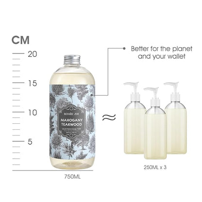 ROMIIE ZOI Liquid Hand Soap Refill Gift Set – 3 Pack (26 Fl Oz Each), Teakwood Scent, Natural Formula with Essential Oils – Gentle, Biodegradable & Cruelty-Free for Sensitive Skin, Kitchen & Bathroom