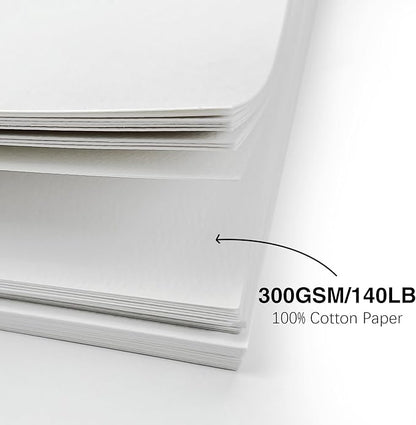 50 Pack Foldable Blank Watercolor Cards with Envelopes 4 x 6 Inch, 140lb Heavyweight, 100% Cotton, White, Acid-Free Water color Cards to Paint or Cards Making for Christmas Birthday