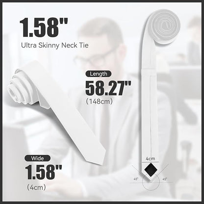Skinny Ties Black Ties For Men and Women Solid Pure Color 1.58" (4CM) Plain Formal Slim Neckties