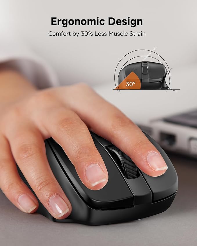 Redragon Wireless Mouse BT5.0/3.0 & 2.4G, 6 Buttons, 5 Level 4000DPI Bluetooth Mouse, 18 Months Battery, Portable Optical Computer Mice for Laptop, PC, Chromebook, Windows, Mac-Black