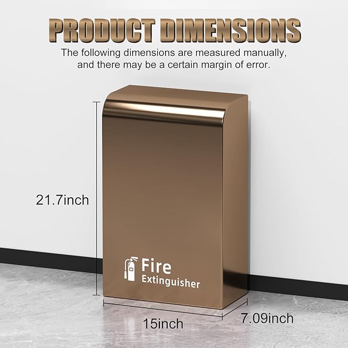 Fire Extinguisher Cabinet Floor Standing, Stainless Steel Fire Extinguisher Box, Suitable for Shopping Malls and Hotels, Can Accommodate Two 10 Pound Fire Extinguishers (Rose Gold)