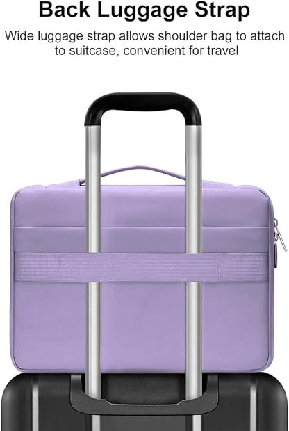 MOSISO 360 Protective Laptop Case 13.3 inch, 13-13.3 inch Laptop Sleeve Compatible with MacBook Air/Pro 13 / Pro 14, HP Dell ASUS Lenovo,Side Open Bag with 2 Raised&1 Flapover Pockets, Purple