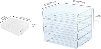 4 Tier Stackable A4 Paper Trays, Office Desk File Holder, Tidy File Document Letter Book Paper Organizer (4 Tiers,Clear)