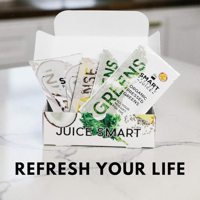 SMART Pressed Juice 1-Day Organic Juice Cleanse | Healthy Detox Program | Vegan Vanilla Protein, Green Juice, Beets Juice & Pineapple Chia Cleanse | High Fiber & Vegan
