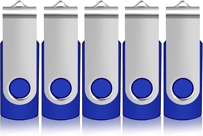 Generic 64GB Flash Drive 5 Pack USB 2.0 Flash Drive Thumb Drive USB Flash Driver Drive Pack Keychain Design Jump Drives Memory Stick for Data Storage(5 Pack Swivel USB Blue, 64GB)