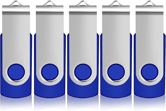 Generic 64GB Flash Drive 5 Pack USB 2.0 Flash Drive Thumb Drive USB Flash Driver Drive Pack Keychain Design Jump Drives Memory Stick for Data Storage(5 Pack Swivel USB Blue, 64GB)