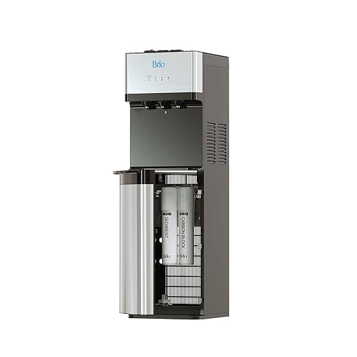 Brio 520 UV Self-Cleaning Bottleless Water Cooler Dispenser, UL Certified | Built-in 2 Stage Filtration (2 Free Replacement Filters Included) Reduces PFAS & Microplastics | 3 Temp (Hot Cold, Room)