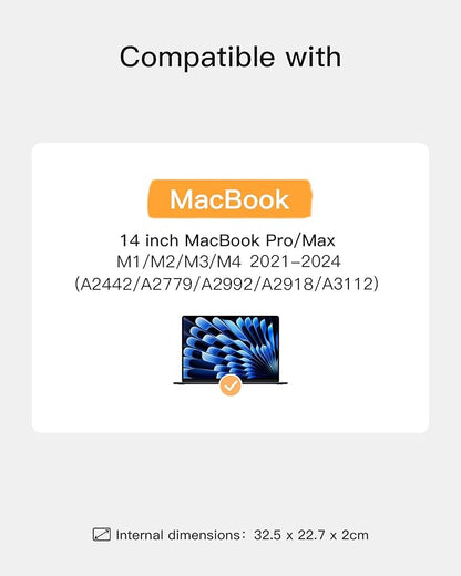 Inateck 360° Protective Laptop Bag with Accessory Bag, Compatible with 14-inch MacBook Pro/Max M5 M4 M3 M2 M1 2021-2025, Gray