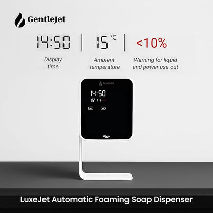 LuxeJet Automatic Foam Soap Dispenser Touchless, USB-C Powered or Battery, Aluminum Alloy Body, Wall Mount or Countertop, Digital Display, Hands-Free Automatic Soap Dispenser Touchless