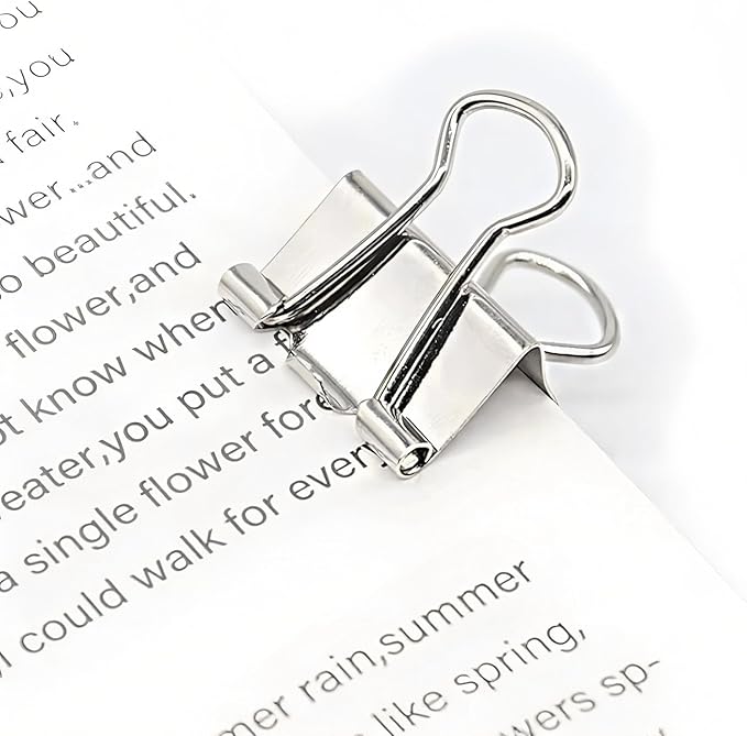 100 Pack Mini Silver Binder Clips 5/8 Inch (15 mm), Colored Little Paper Clamps, Small Tiny Micro Size Paper Clips for Office Home School Business 0.6"