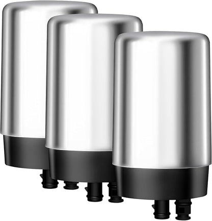 AQUA CREST Faucet Water Filter, Replacement for Brita® Filter, Brita® 36311 On Tap Water Filtration System, FR-200, FF-100, 100 Gallons, Chrome (3 Packs)