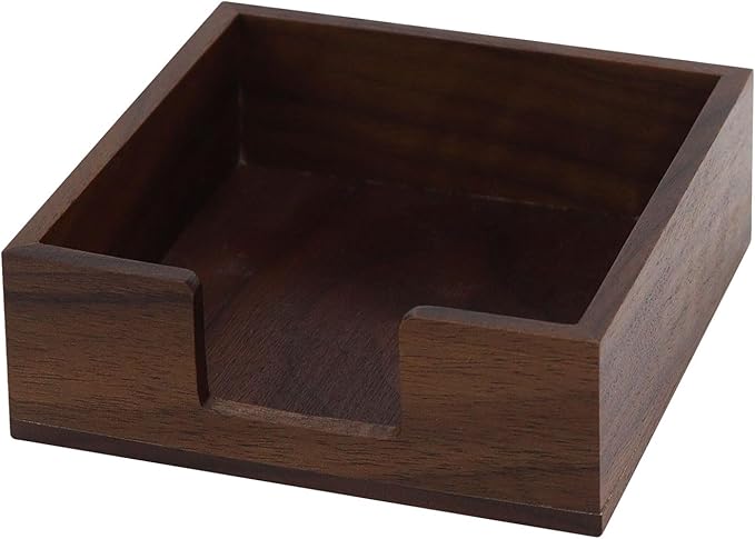 Buqoo Wooden Sticky Note Holder, Self-Stick Note Holder Memo Holder Paper Dispenser Organizer Sticky Notes Cube Holder for School Office Home Desk (3.9 x 3.8 x 1.3 Inches)