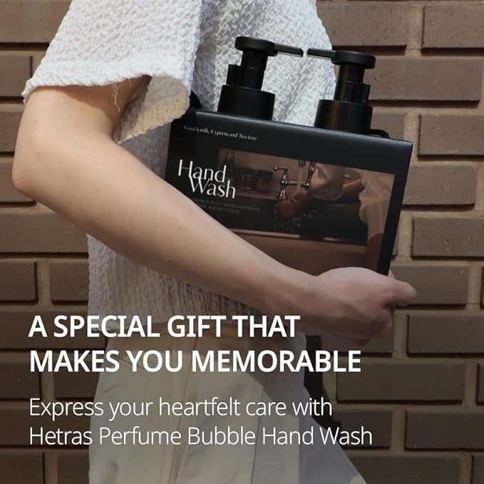 hetras. Perfume Bubble Hand Wash with Pump Dispenser 17.4 fl oz x 2 Pack | La Tulip Shower - Elegant Flowers Scent | Hydrates & Cleanses Skin | Gentle & Mild Ingredients