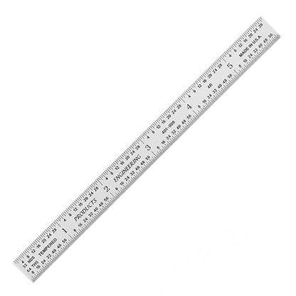 PEC Tools 6" Flexible Metal Ruler, Made from Premium Stainless Steel, 4R Graduation (1/8", 1/16", 1/32", 1/64"), Fully Hardened and Tempered Machinst Rule, Made in USA