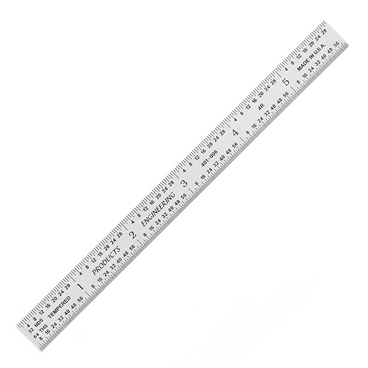 PEC Tools 6" Flexible Metal Ruler, Machinist Rule Made from High-Quality Carbon Steel with Satin Chrome Finish, 4R Graduaction (1/8", 1/16", 1/32", 1/64"), Trusted by Professionals, Made in USA