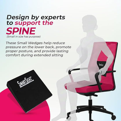 SmartSeat Wedges for Back, Knee & Sit Bone Support Posture Correction Pain Relief and Comfort Ideal for Office Chairs, Home Seating, Yoga, Meditation and Pilates Practice, Small Foam Wedges Pack of 2