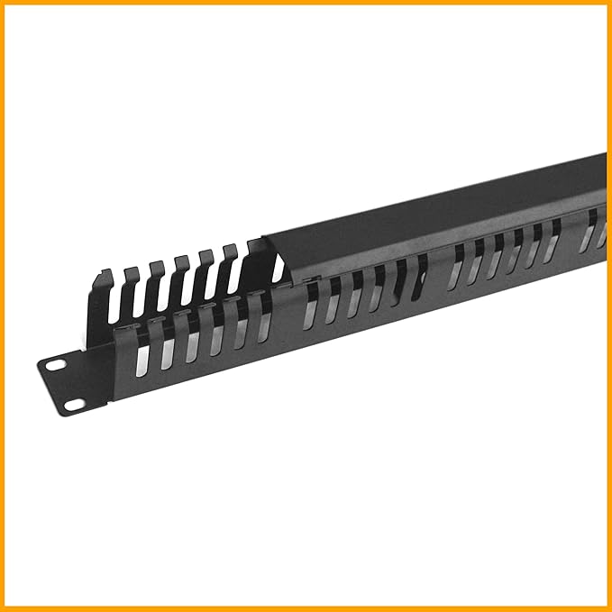 RIVECO 1U Cable Management for Racks & Server Cabinets Managing Cord & Wire, Cable Raceway for 19” Rack Mount 24 Slots Large 2.8 Inches Capacity Black, 1 Piece