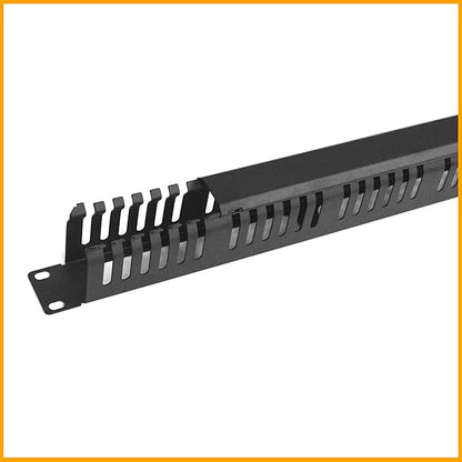RIVECO 1U Cable Management for Racks & Server Cabinets Managing Cord & Wire, Cable Raceway for 19” Rack Mount 24 Slots Large 2.8 Inches Capacity Black, 1 Piece