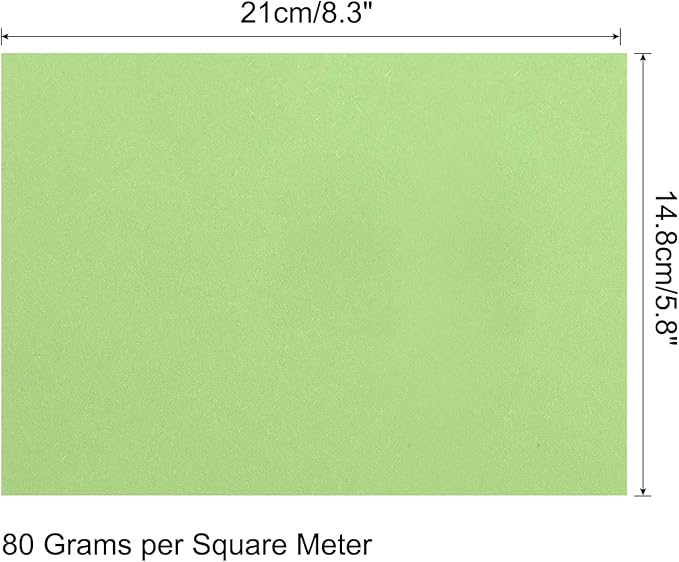 MECCANIXITY 75 Sheets A4 Colored Print Copy Paper 5.8" x 8.3" Origami Paper Printer Paper 80gsm for Printing, Document Copying, Art Craft,Light Green