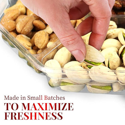 Nuts gift Basket - Delicious Mixed Cravings Gourmet Collection, Features 7 Sectional Platter with Freshly Roasted Nuts.