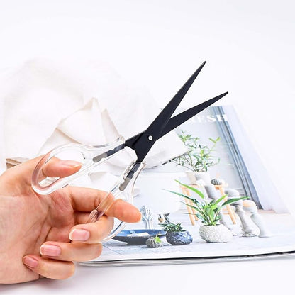 AxeWoodz Black Scissors 6.5 Inch Office Scissors Craft Scissor Stainless Steel Blade with Clear Acrylic Handle All Purpose Shears
