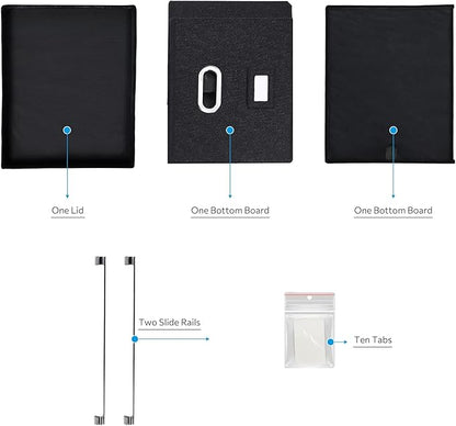 File Organizer Collapsible Storage Box for Office File Box with Lids Document Organizer for Office and Home Easy Slide Durable Hanging File Box (Black)