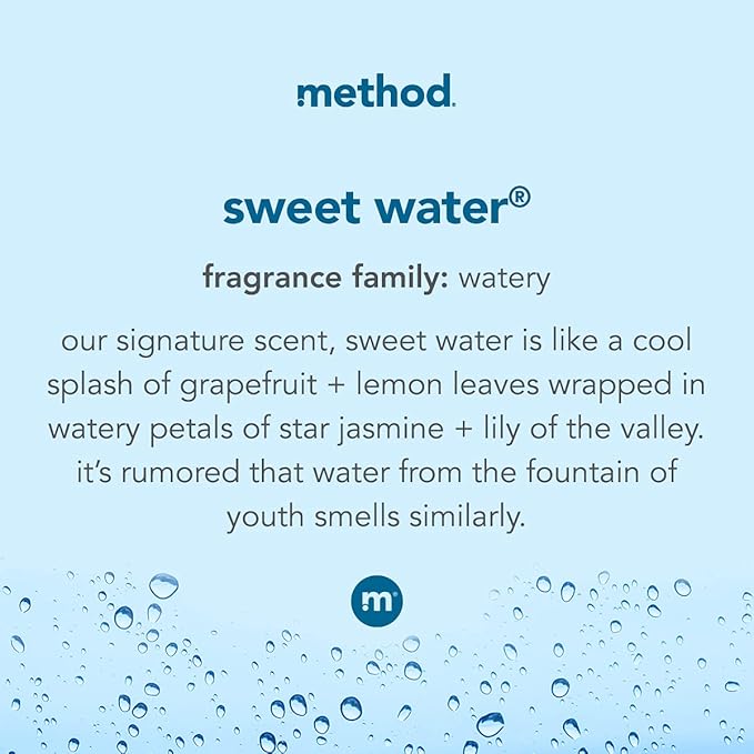 Method Gel Hand Soap Refill, Sweet Water, Biodegradable Formula, 34 fl oz (Pack of 6)