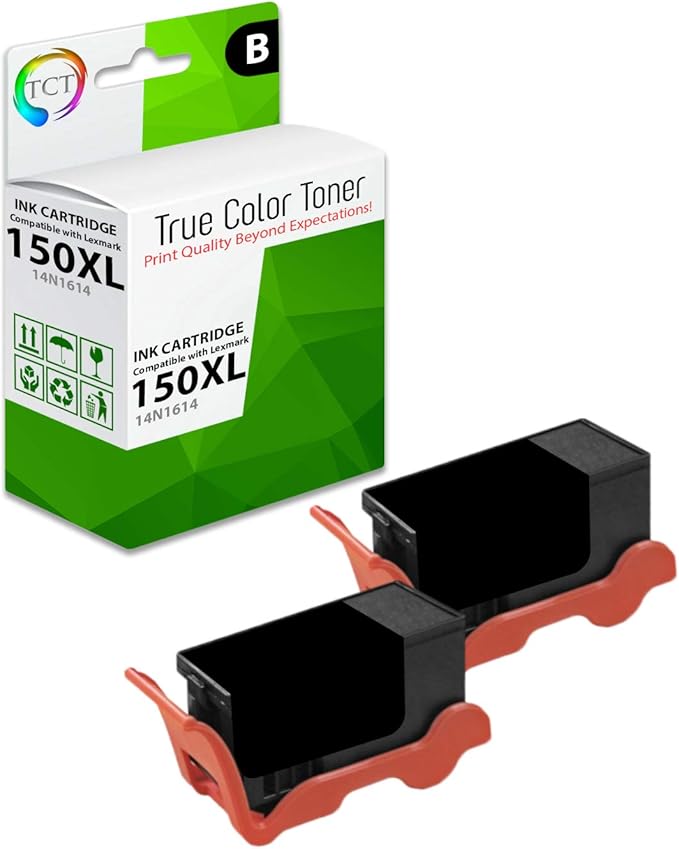 TCT Compatible Ink Cartridge Replacement for Lexmark 150XL 150XLBK 14N1614 Black High Yield Works with Lexmark Pro 715 915, S315 S415 S515 Printers (750 Pages) - 2 Pack