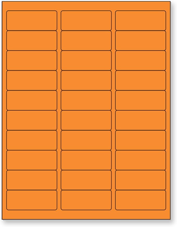 NextDayLabels - 8-1/2 x 11" Neon Color High Light Fluorescent Labels for Laser & Inkjet Printer (Orange Fluorescent, 1" x 2-5/8" - 30 Per Page | 750 Labels)