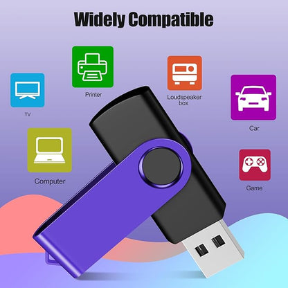 EASTBULL Flash Drive Bulk 2GB USB 20 Pack with Lanyards USB 2.0 Thumb Drive Bulk Memory Stick Swivel Pen Drive for Storage and Backup 2 GB 20 Pack, Purple