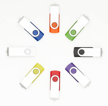 100 Pack 8GB USB Flash Drives in 5 Random Colors USB 2.0 Wholesale Lot Bulk Memory Sticks (100 Pack, 8GB)