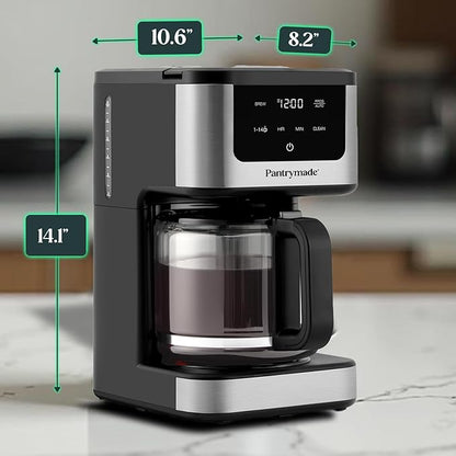 Deluxe 14 Cup Programmable Drip Coffee Maker with Glass Carafe | Large Capacity Coffee Maker 14 Cup with, Auto Shut-Off & Timer | Classic Black