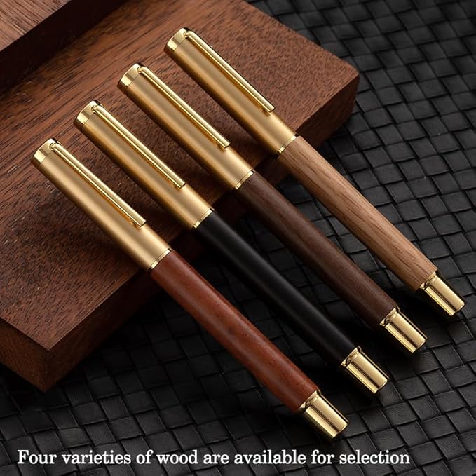 Luxury Wooden and Metal Rollerball Pen Set with Spare Gel Ink Refill,Rosewood,White Oak,Walnut Wood Signature Roller Ball Pen,Business Gift Set for Men and Women (Purple Sandalwood)