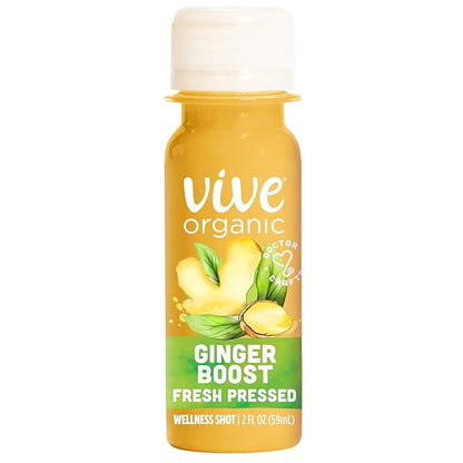 Vive Organic Immune Support Ginger Shot, Cold-Pressed Ginger Root & Organic Juice, Gluten Free, Vegan, Immunity Booster 2 Fl Oz (Pack of 12)