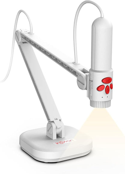 INSWAN INS-3 Handheld Webcam/USB Document Camera for Classroom, Built-in Mic, Light, Auto Focus, Windows, Mac OS, iPad OS, Chromebook for Close-up Demo, Distance Learning, Web Conferencing, IWBs