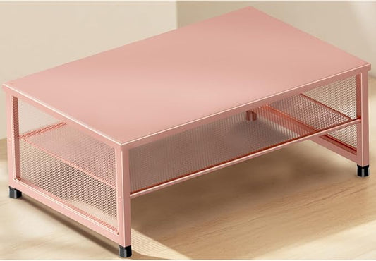 Desk Organizers and Accessories, 2-Tier Metal Computer Monitor Stand Riser, Desk Organizer for Monitor, Printer & Laptop Stand, Desktop Workspace Organizers for Office Supplies(Rose Gold)