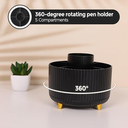 SKYDUE Black Office Supplies, Black Office Desk Accessories 10PCS, Pencil Holder for Desk, Stapler, Tape Dispenser, Scissors, Ruler, Clips and 1000pcs Staples, Desk Supplies Set