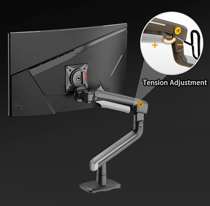 Gaming Monitor Arm for Flat/Ultrawide/Curved Monitors 27'' to 50 inch, Heavy Duty Monitor Mount Load up to 18 kg, VESA 75/100 mm J5