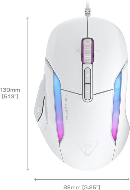 Turtle Beach Kone II – Wired Ergonomic RGB Gaming Mouse, 26K DPI Optical Sensor, 100M Click Life Optical Switches, 23 Customizable Inputs, 4D Scroll Wheel, Pure PTFE Glides - Arctic White