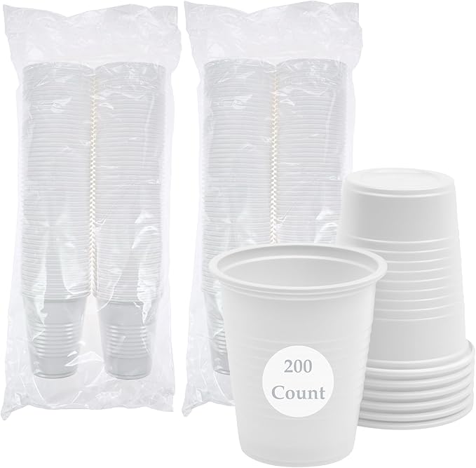 Henry Schein Disposable Cups, 5 oz, White (200 Count) – Dental Rinse Cups, Double-Coated for Durability, Latex-Free, Embossed Grip, Ideal for Medical, Office, and Event Use