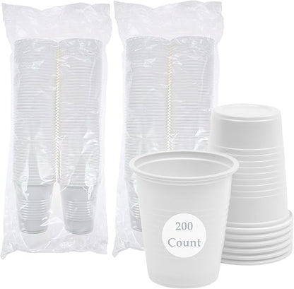 Henry Schein Disposable Cups, 5 oz, White (200 Count) – Dental Rinse Cups, Double-Coated for Durability, Latex-Free, Embossed Grip, Ideal for Medical, Office, and Event Use