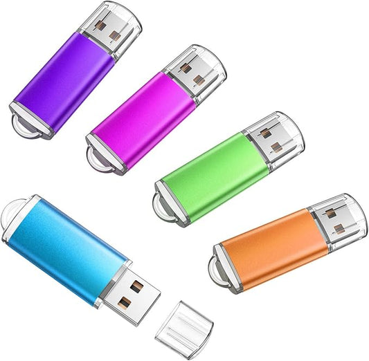K&ZZ 5 Pack 128GB Flash Drive USB 2.0 Memory Stick Thumb Drive 128 GB USB Flash Drives Jump Drive Bulk USB Drive, Multicolored