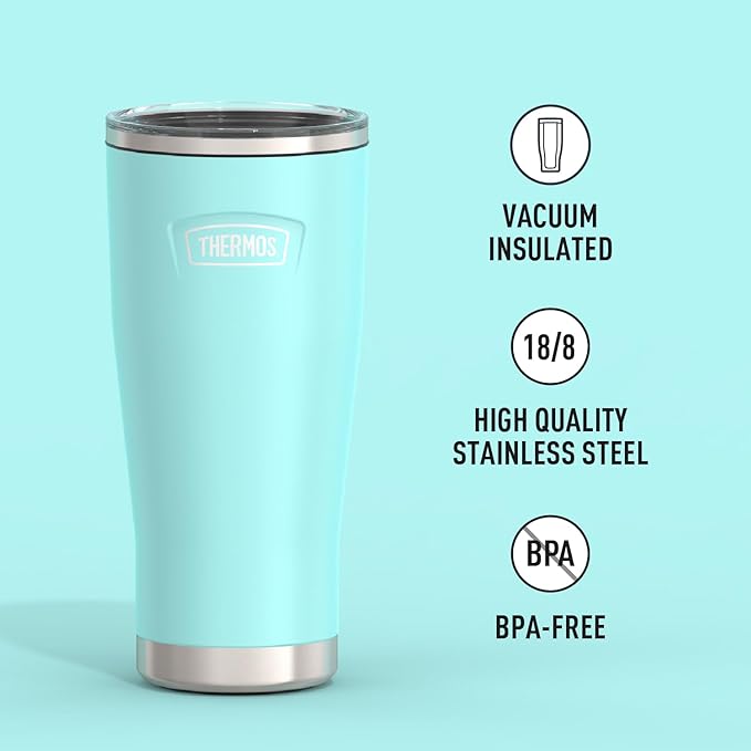 THERMOS ICON SERIES, Stainless Steel Tumbler with Slide Lock, 24 Ounce, Sea Green