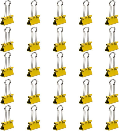 JAM PAPER Colorful Binder Clips - Small - 3/4 Inch (19 mm) - Yellow Binderclips - 25/Pack