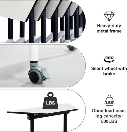 Folding Conference Table,Modular Office Conference Room Tables,Flip Top Mobile Meeting Table Conference Training RoomTable,Modern Rolling Seminar Business Table for Office Meeting Room(8)