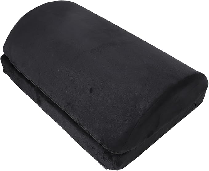Foot Rest Black Ergonomic Height, Footstool with Memory Foam, Half Cylinder Footrest Under Desk for Comfortable Posture Support, Velboa Fabric