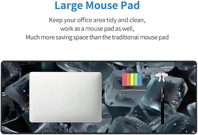 Mouse Pad Gaming Mousepad 31.5x11.8 Inch - 3mm Durable Fabric with Non-Slip Base, Waterproof Surface & Reinforced Edges for Gamers, Work Desks and Streaming Setups (ice Chunk)