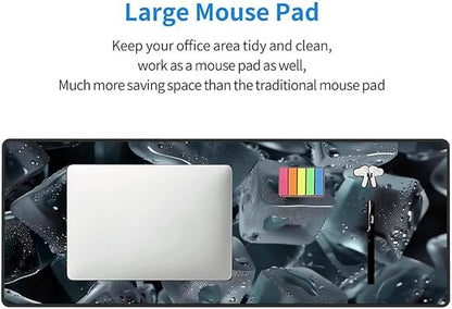 Mouse Pad Gaming Mousepad 31.5x11.8 Inch - 3mm Durable Fabric with Non-Slip Base, Waterproof Surface & Reinforced Edges for Gamers, Work Desks and Streaming Setups (ice Chunk)