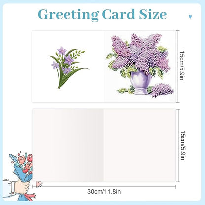 jinglinhh 12pcs Diamond Art Painting Lavender Daisy Flower Bouquet Greeting Cards with Envelopes, DIY Card Making Kits for Adults, Diamond Art Postcards Christmas Cards Craft Gifts