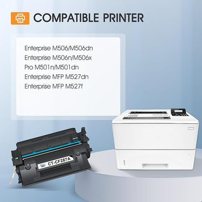 CF287A 87A Toner Cartridge for HP Printer Black M506 Pro M501 M501dn 87X CF287X Compatible for HP Laserjet Enterprise M506dn M506n M506x MFP M527dn M527f M527 Series Printer Ink 4 Pack